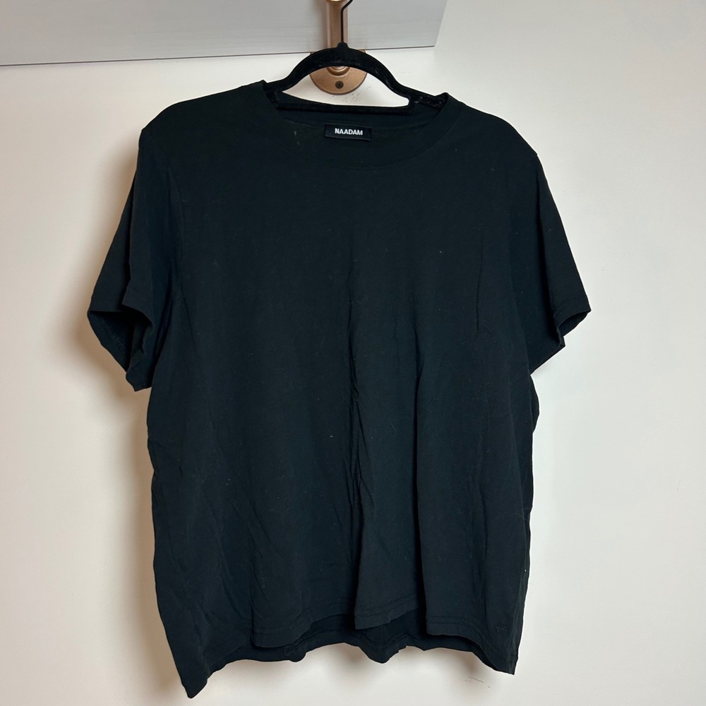 Naadam Black 100% Cotton Crew Neck Short Sleeve T-Shirt Womens XXL Made in Peru‎